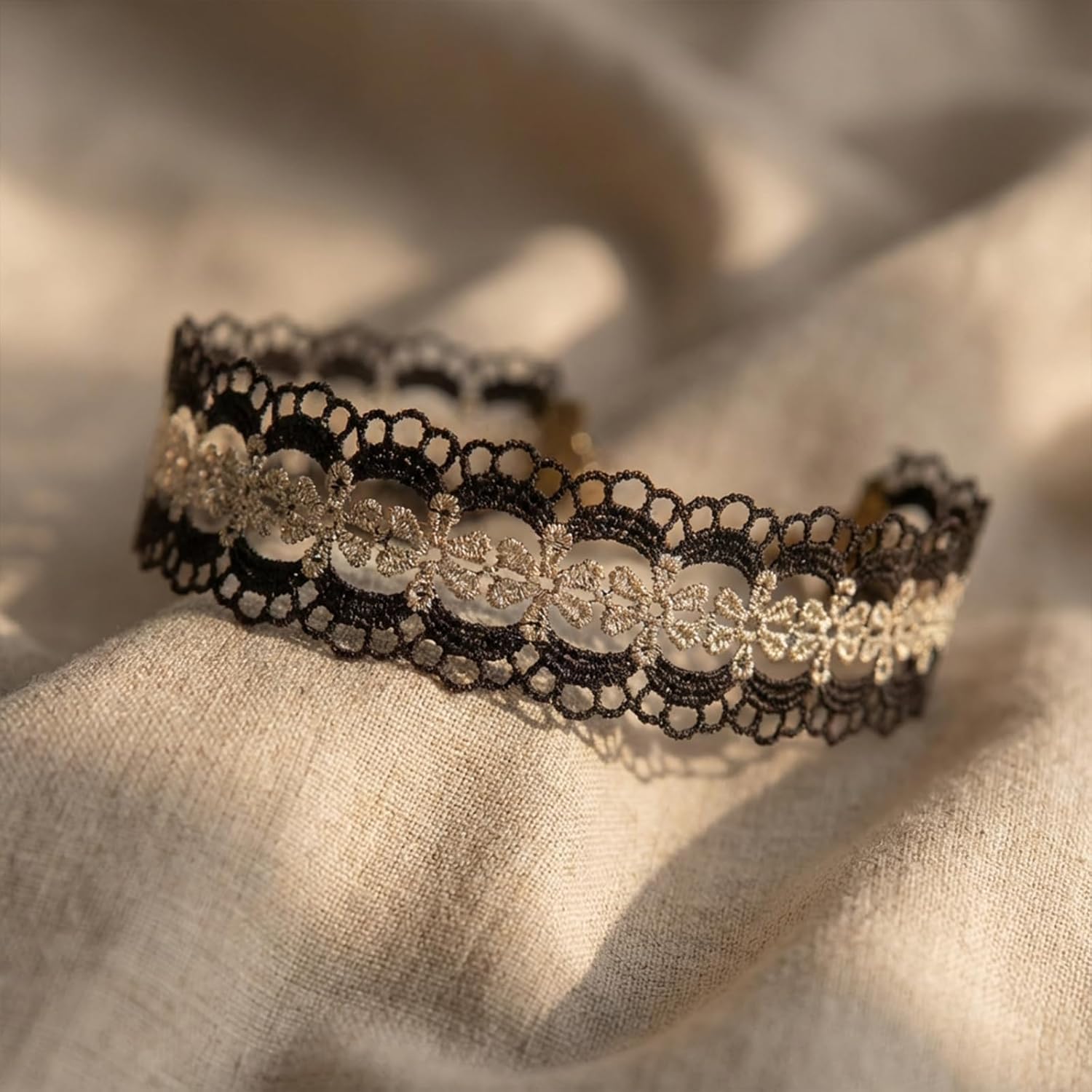 Golden Pearl Lace Choker Necklace for Women, Vintage Hollow Flower Adjustable Necklace, Classic Boho Medieval Renaissance Jewelry Gifts - Image 6