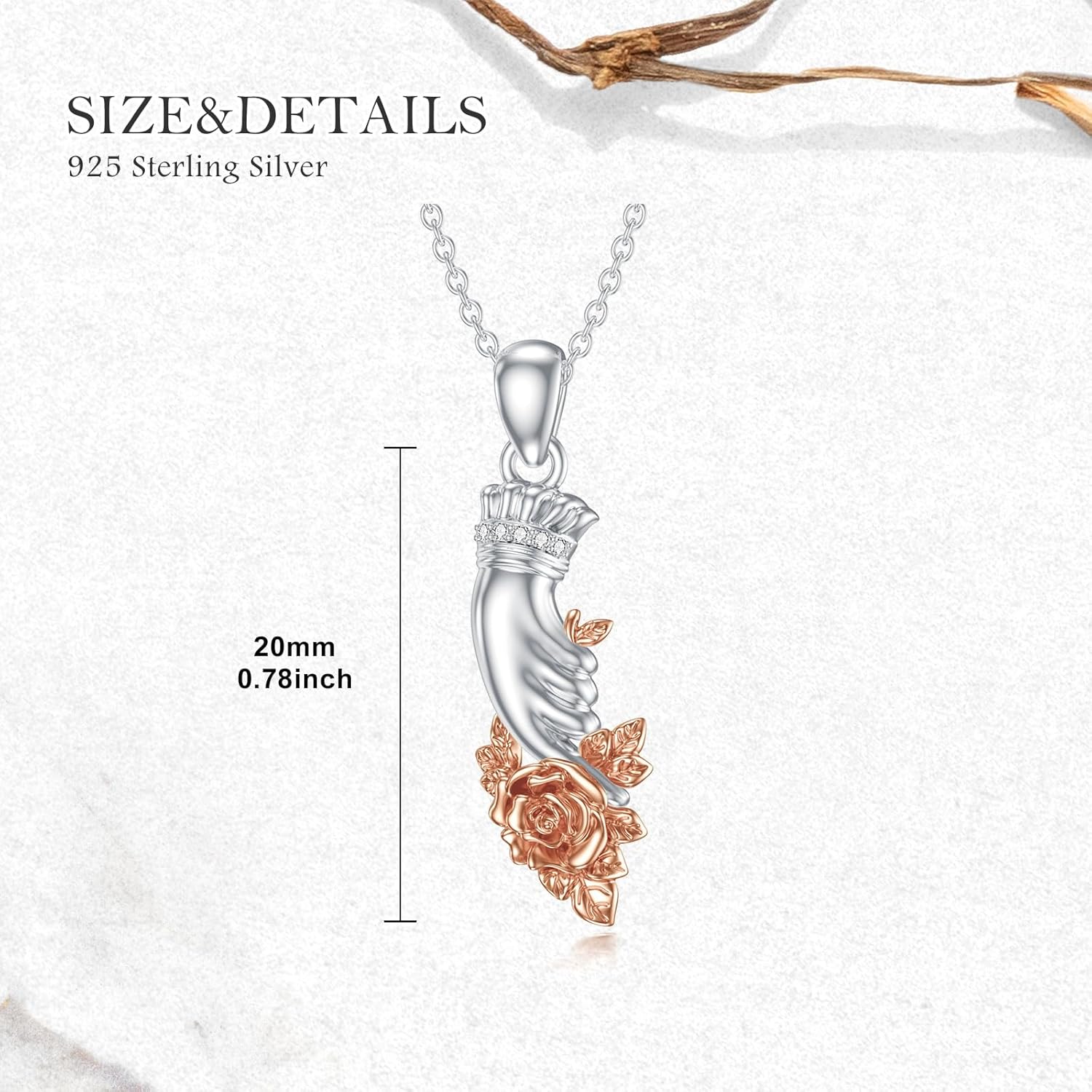 Diamond Rose Flower Necklace Sterling Silver Holding Rose for Women Gift for Mother's Day Anniversary Birthday Christmas - Image 6
