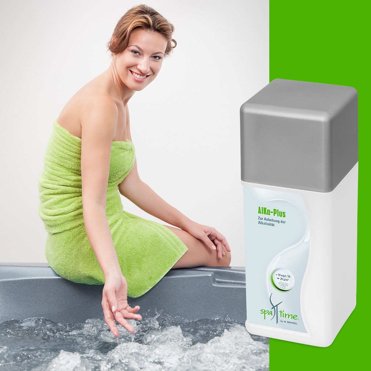 SpaTime by BAYROL | Anti-Mousse 1 L - Liquide concentré pour éliminer la Mousse & SpaTime by BAYROL | Alca-Plus 1 kg - Augmente l'alcalinité de l'eau et corrige Un pH instable - empêche