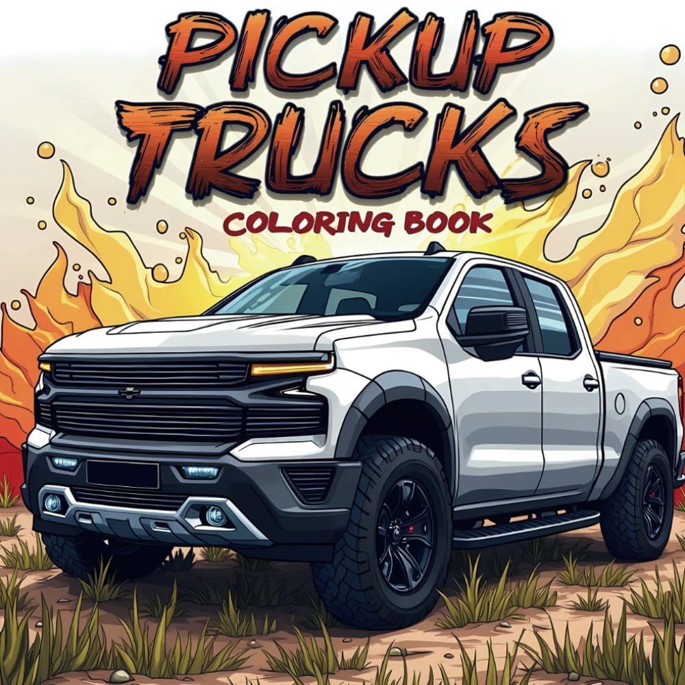 Pickup Trucks Coloring Book: Simple & Big Designs | Bold and Easy Coloring Pages for All Ages