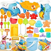 Beach Toys, 30 Pieces Sand Beach Toys with Mesh Bag, Bucket, Beach Bucket, Water Wheel, Moulds, Beach Games Children for Outdoor Activities Children