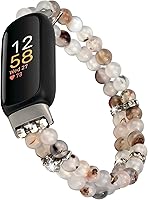 Vista 7 de Wongeto Compatible con correas Fitbit Luxe, pulsera elástica de perlas estirable de moda hecha a mano para mujeres, correa de reemplazo
