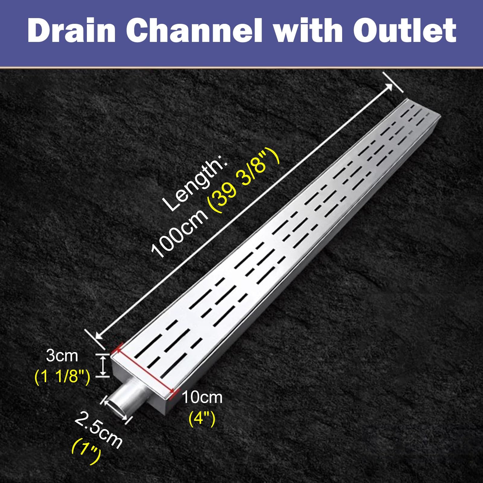 Kit deviatore dell'acqua in acciaio personalizzato inless - 10 x 3 cm (4" x1 1/8") End/Outlet sistema di grondaia per un efficiente drenaggio del pavimento e acqua piovana ment