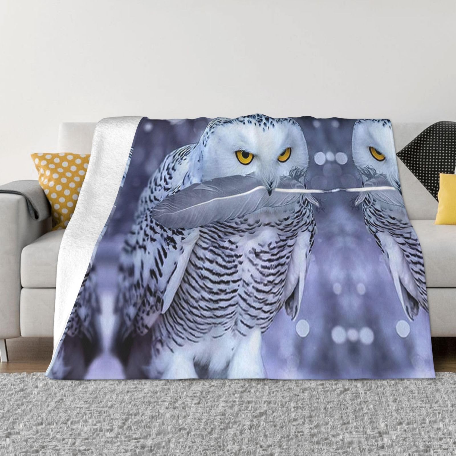 Couverture polaire hibou arctique pliable pour vos soirées cocooning