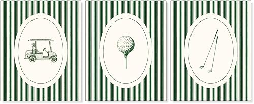 Miniatura 7 de Pleonox Juego de 4 impresiones artísticas de pared a rayas grises de 8 x 10 pulgadas, juego de 4, decoración de guardería deportiva, carrito de golf