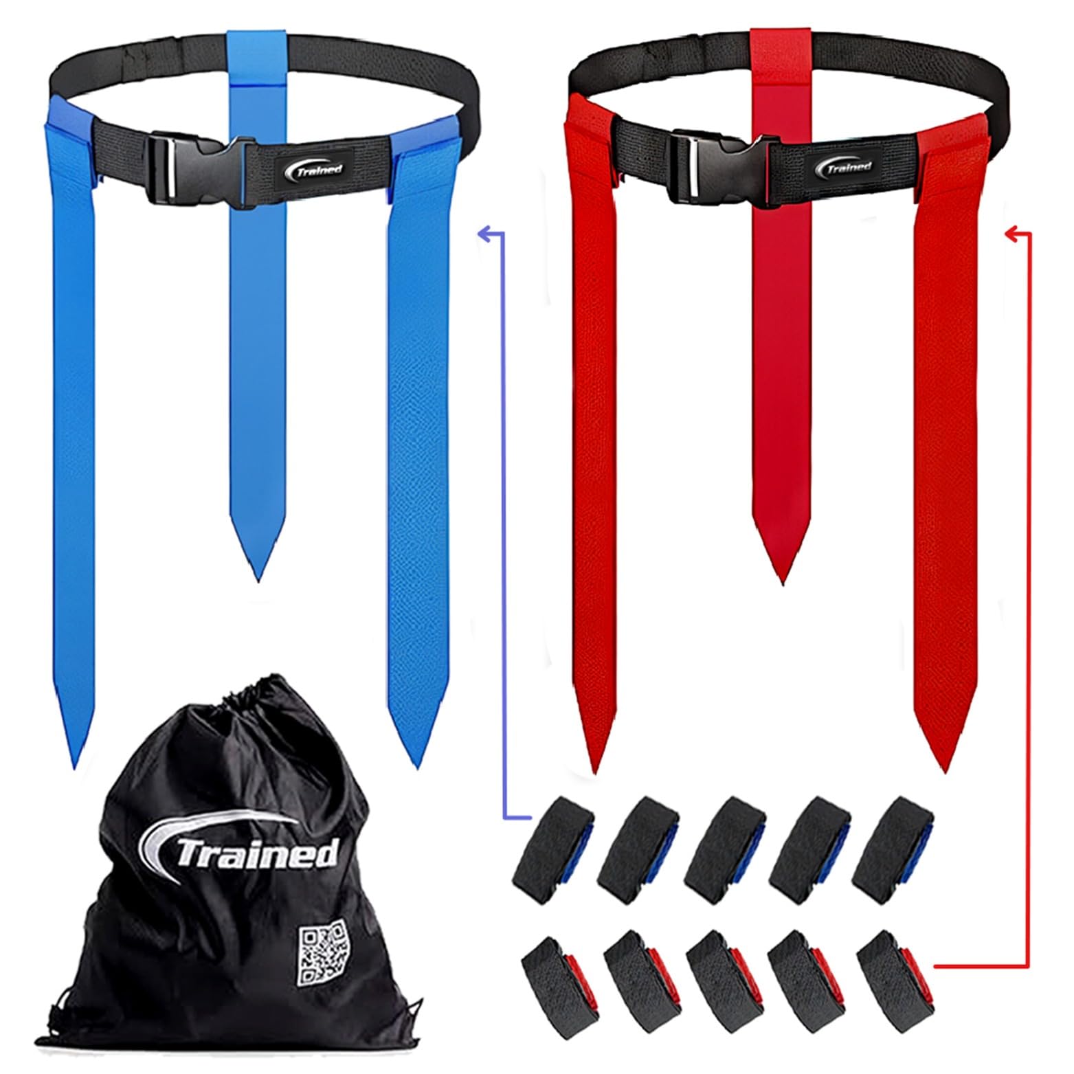 Trained Man Flag Football Belts, Adjustable Flag Football Set for Sports Teams, Training & Competition