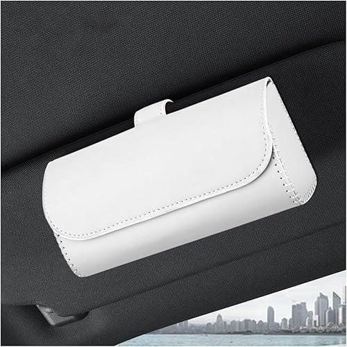 Miniatura 1 de Augeny Soporte para lentes de sol para visera solar de automóvil, estuche de cuero para guardar lentes con cierre magnético oculto, caja