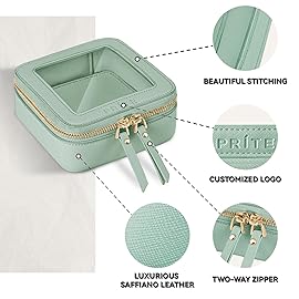 Prite Small Makeup Bag for Women Portable Clear Makeup Bag Cute Mini Waterproof Travel Cosmetic Bag with Gold Zipper for Car Essentials(Green)