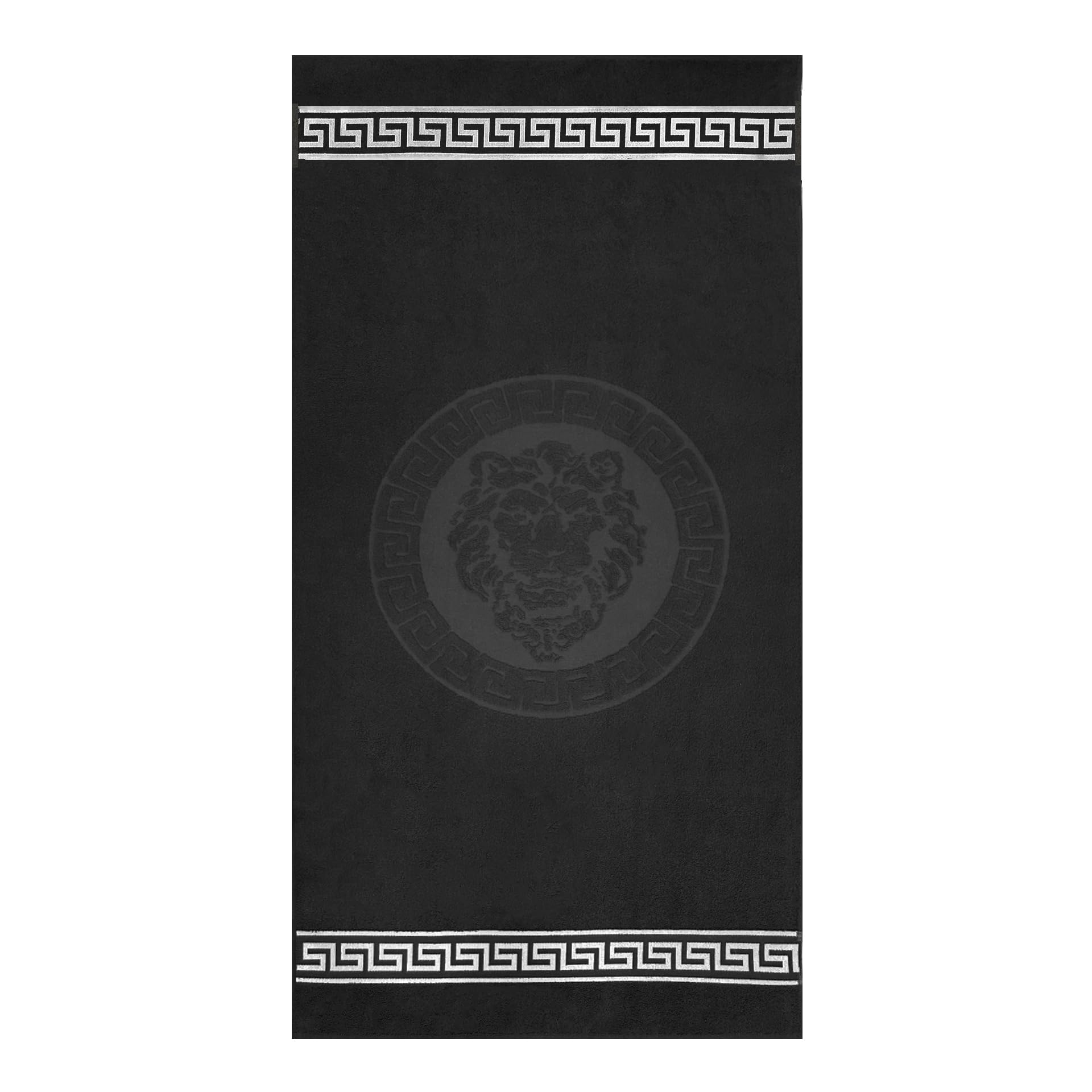 Meander Löwe – Toallas de mano de lujo, color negro y plateado, 100 % algodón, Öko-Tex, absorbentes y suaves, ideales para baño, sauna y deporte (2 unidades, 50 x 100 cm)