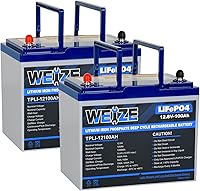 Vista 9 de WEIZE Batería de litio de 12 V/100 Ah Mini LiFePO4, BMS inteligente de 100 A incorporada, batería de ciclo profundo con protección de baja