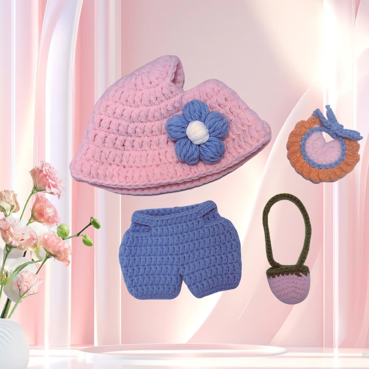 LABUBU Haute Couture Collection - Clothes for Labubu ,4 Piece Sets Pink Fashion Accessories for Labubu Clothes.