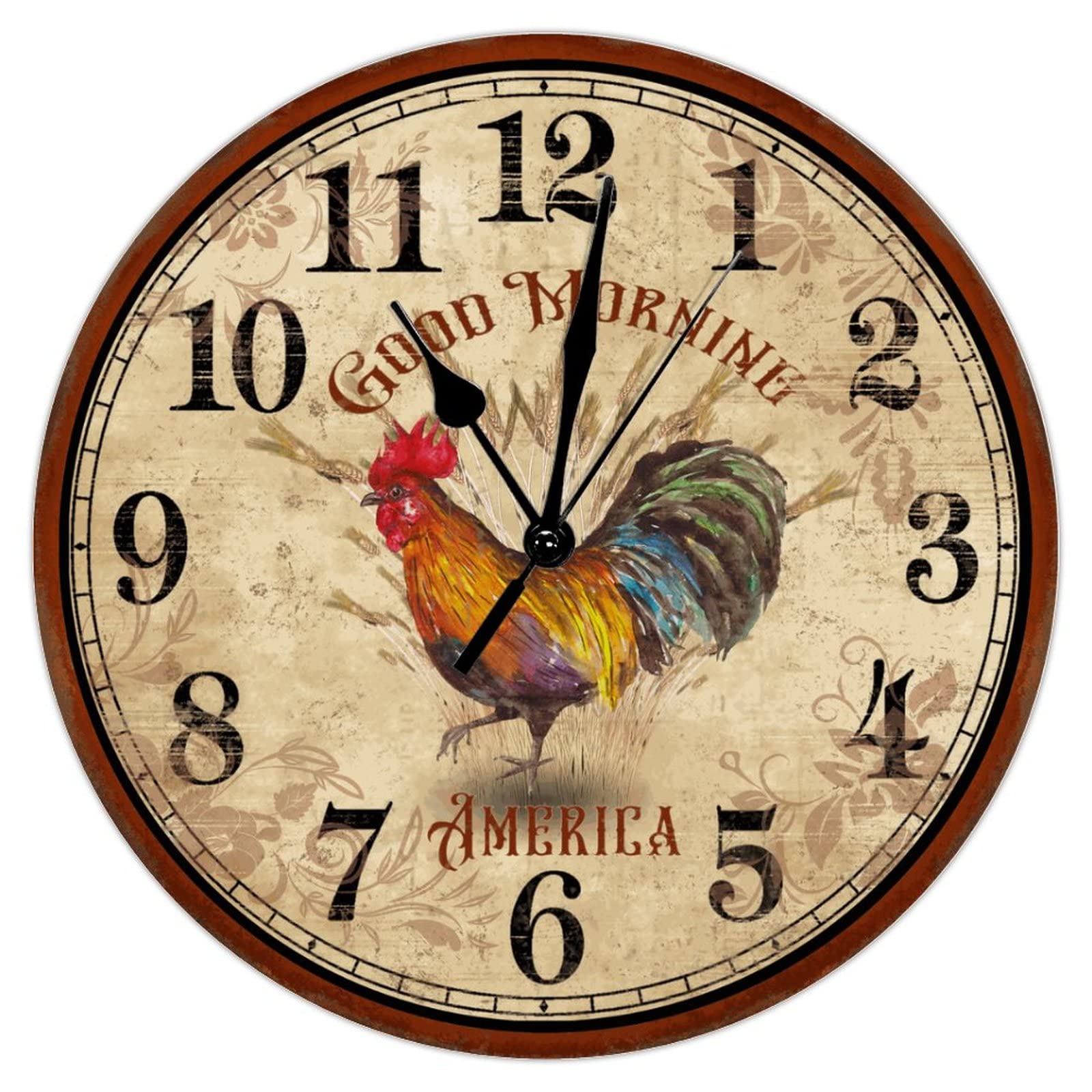 Horloge murale rustique en bois pour cuisine et chambre de ferme