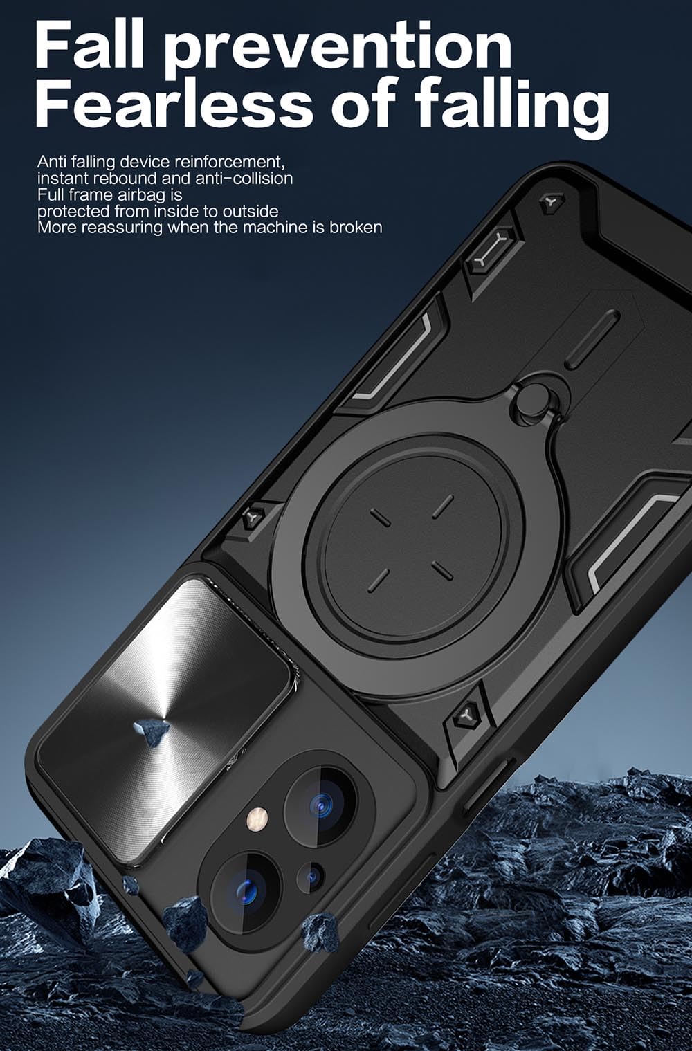 SEAHAI Cover Per Xiaomi Poco M5 / Poco M4 5G - Custodia Anti-caduta Militare Con Paraurti In Silicone E Supporto Pieghevole Nascosto - Colore Rosso