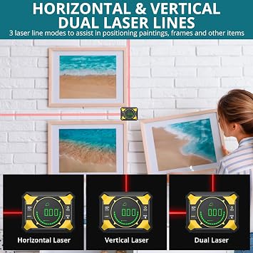 3-in-1 Magnetic Digital Angle Gauge with Cross Laser & LED