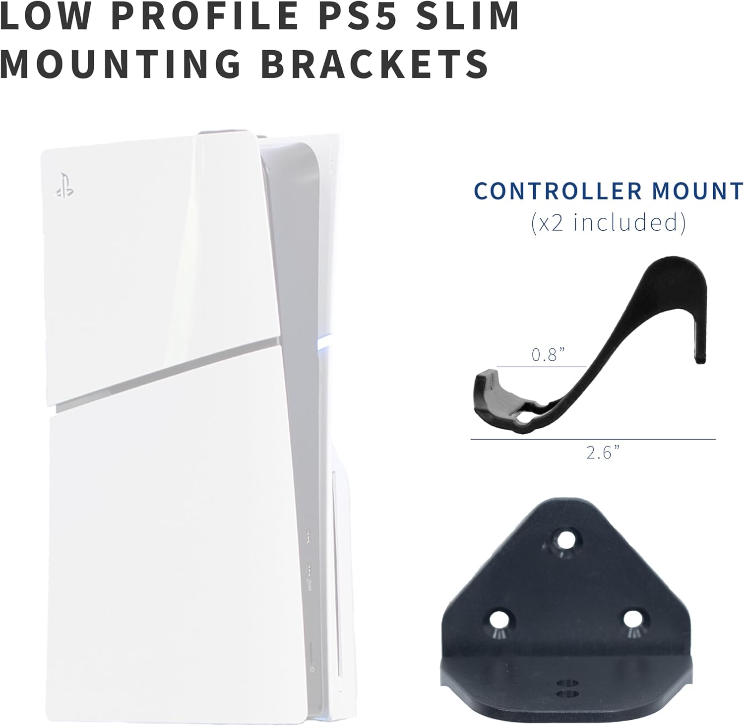 VIVO 2-in-1 Wall and Under Desk Mount Bracket Designed for PS5 and PS5 Slim Gaming Console, PlayStation 5 Standard and Digital Edition, Vertical Wall Display, 2 Controller Mounts, Black, MOUNT-PS5C