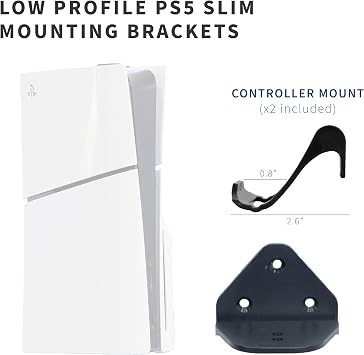 VIVO 2-in-1 Wall and Under Desk Mount Bracket Designed for PS5 and PS5 Slim Gaming Console, PlayStation 5 Standard and Digital Edition, Vertical Wall Display, 2 Controller Mounts, Black, MOUNT-PS5C