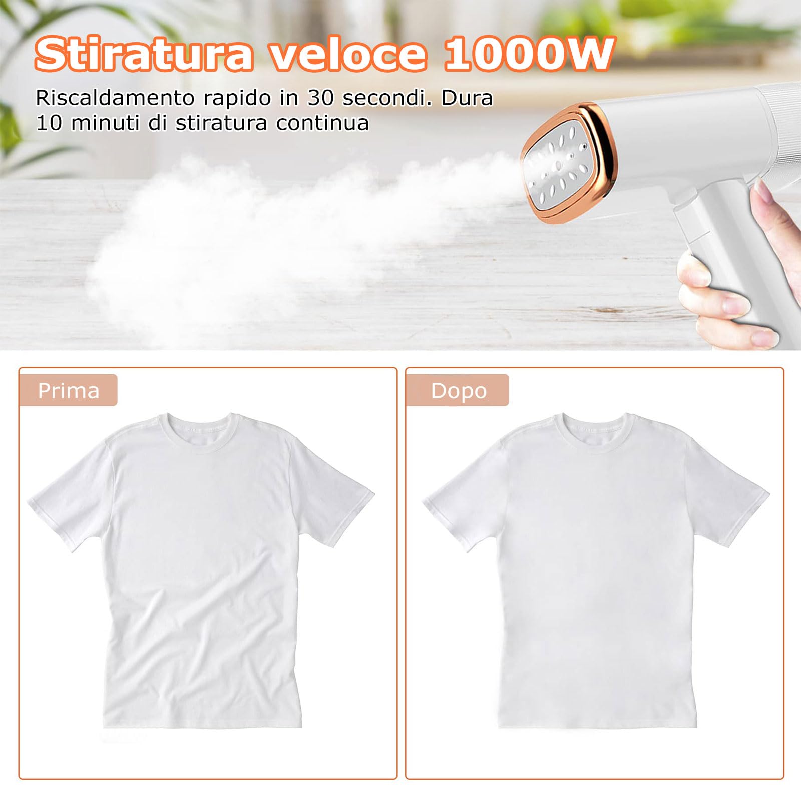 Ferro Da Stiro Verticale 1000W - Vaporizzatore Portatile Per Casa E Viaggi, Serbatoio 150ml