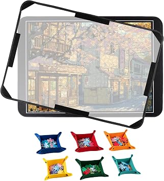Jigsaw Puzzle Board 1000 Pieces Non-Slip Lightweight Portable Puzzle Board with 6 Sorters 1 Cover Portable Puzzle Storage Jigsaw Case Large Jigsaw Puzzle Organizer for Adults Black