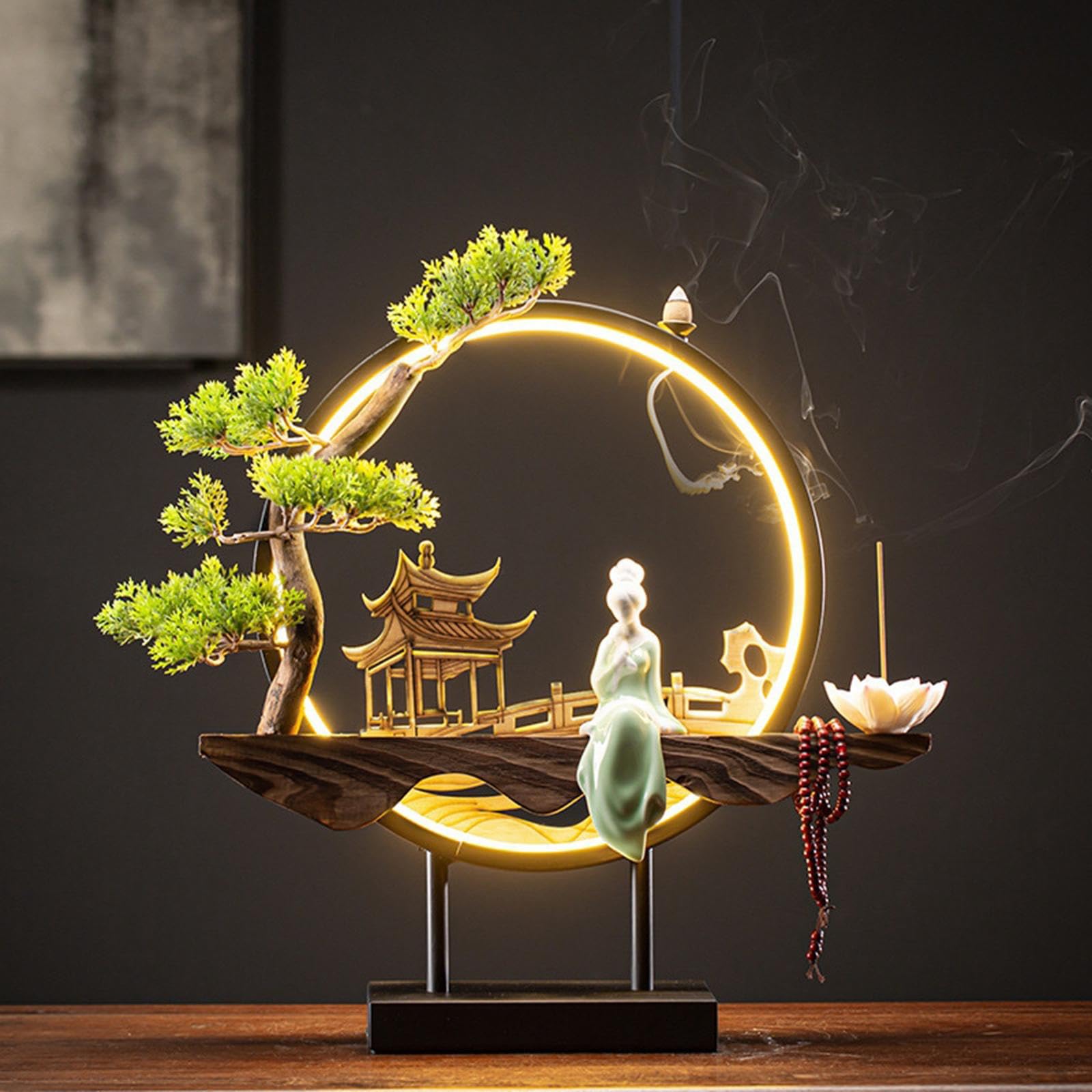 Kreativer Rückfluss-Räucherstäbchen-Brenner, Landschaft, dekorativer Ornament-Brunnen, Rückfluss-Handwerk, Keramik-Räucherstäbchen-Halter für, Stil K