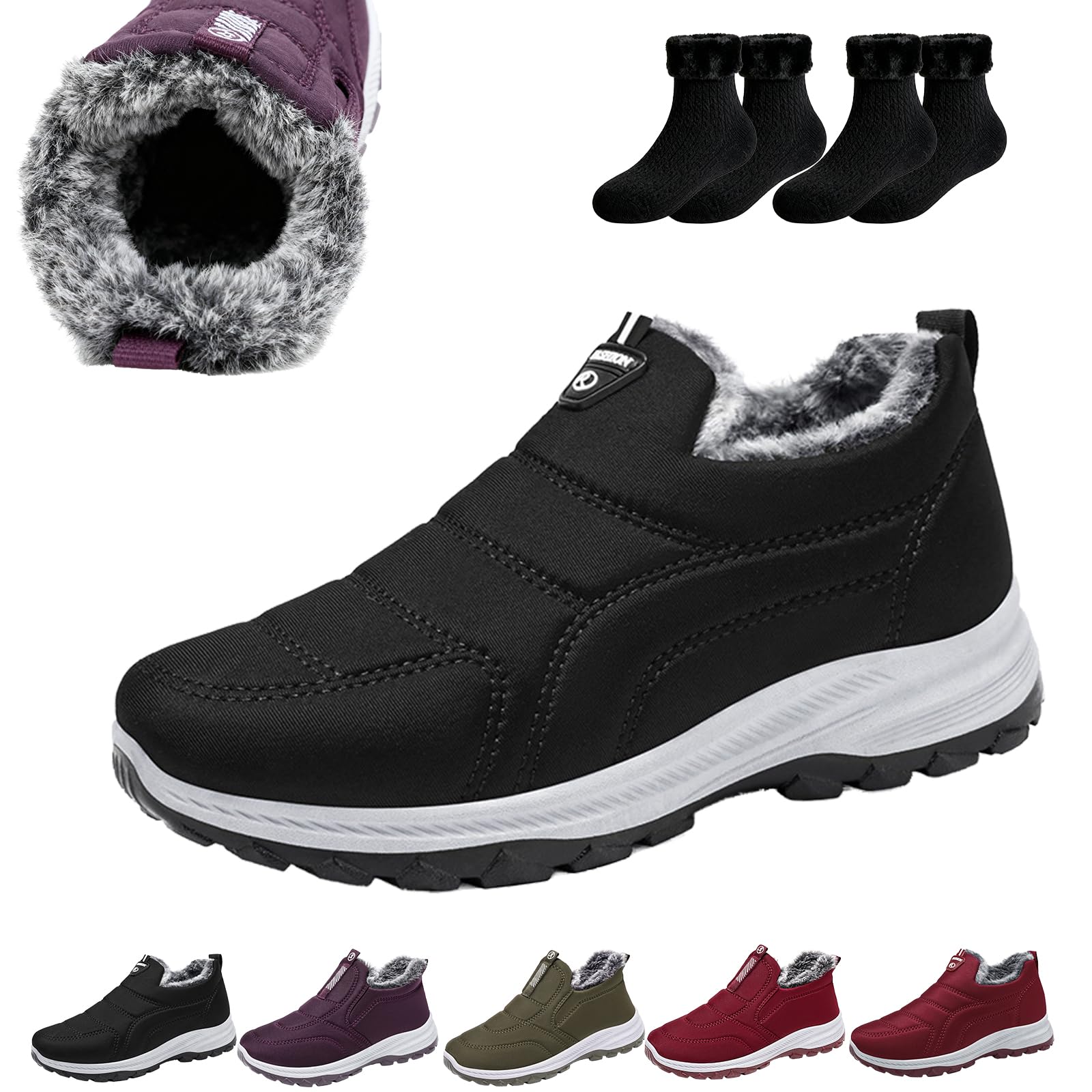 Snow Boots for Women Winter Warm Sheepskin-lined Waterproof Non Slip Orthopedic Shoes Ankle Sneakers Arch Support Hiking Warm
