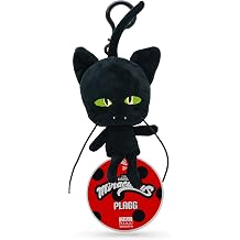 Miraculous Ladybug - Kwami Lifesize Plagg, 5-inch Cat Plush Clip-on Toys for Kids, Super Soft Collectible Stuffed Toy with Glitter Stitch Eyes and Color Matching Backpack Keychain Wyncor