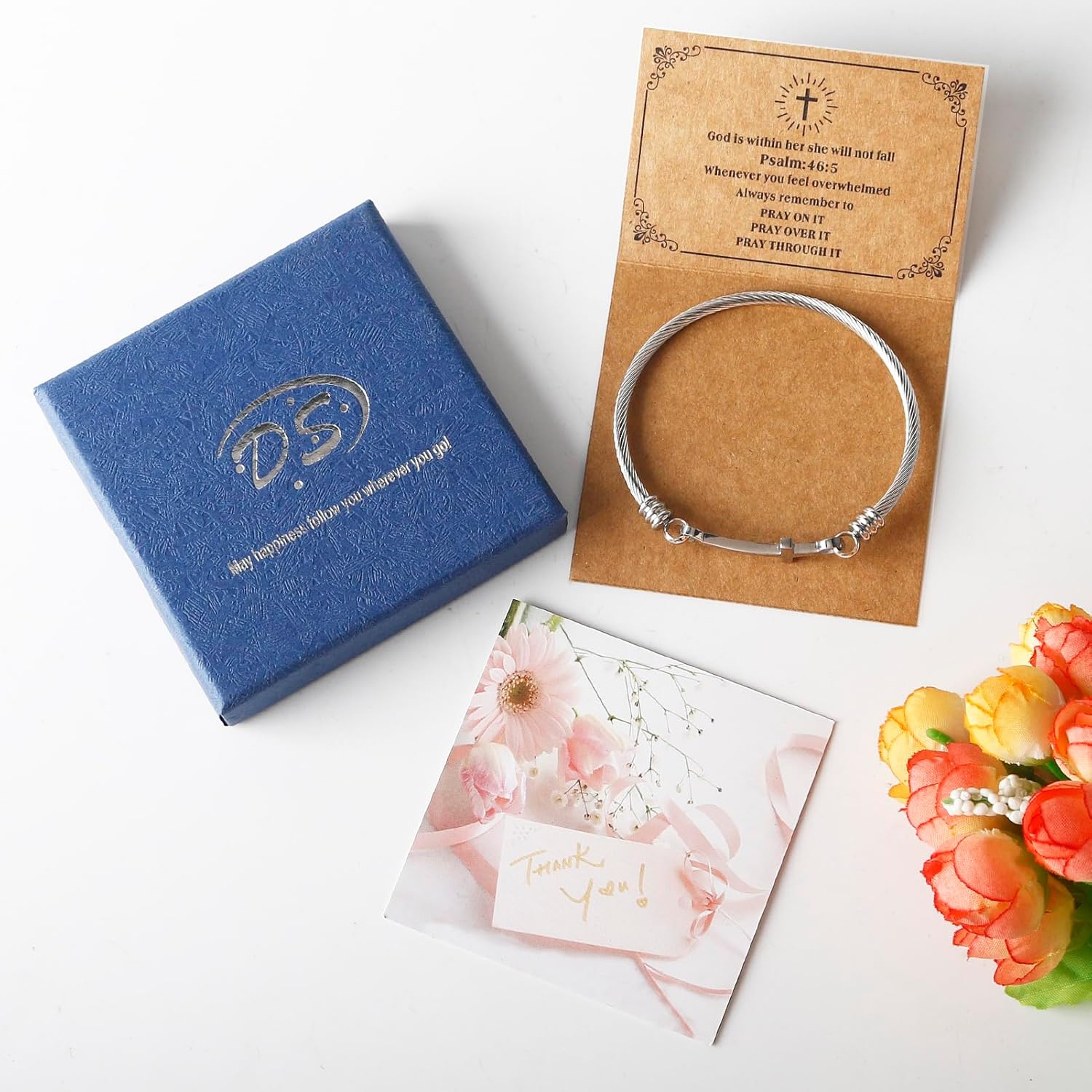 DS Religious Gift for Her Christian Cross Bracelet Bible Verse God is Within Her She Will Not Fall Inspirational Bracelets For Women Stainless Steel Jewelry Gift To Daughter Best Friend - Image 6