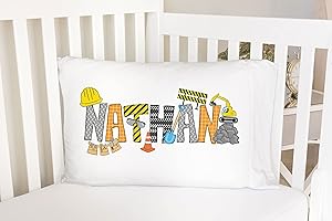 Adorable Construction Tools Design with Personalized Name Standard Pillowcase