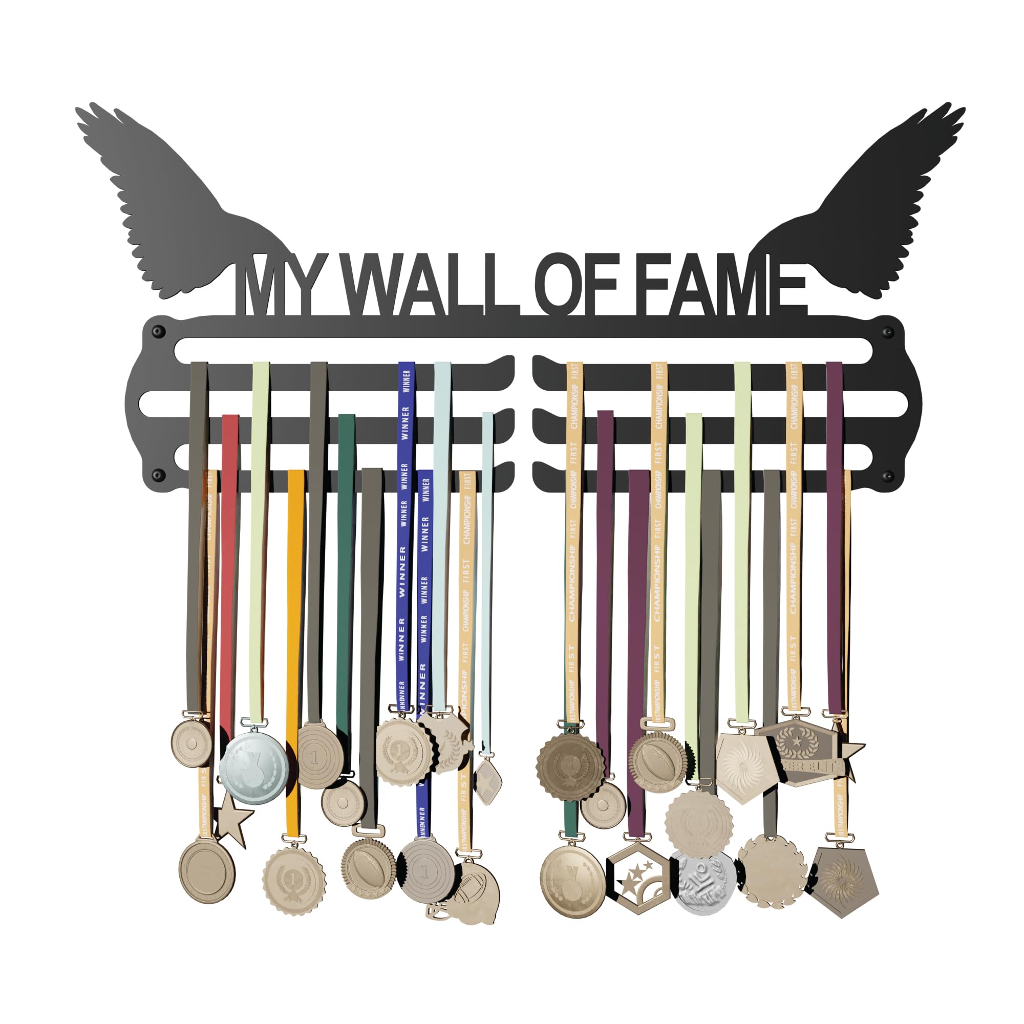 Glory Medal Hangers - My Wall of Fame Medal Holder - Large Metal Wall Display - Holds Up to 90 Medals - Black, Glossy Finish - Perfect for Kids and Athletes (B0D9LGZG12) Amazon Price History, Amazon Price Tracker