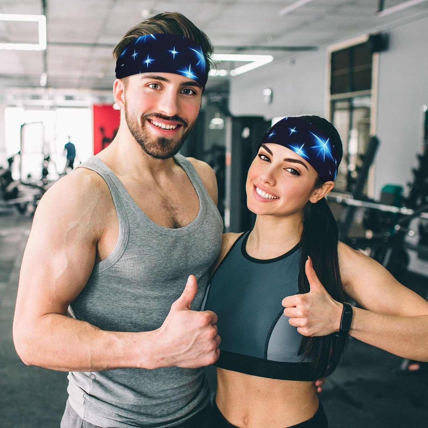 Cartoon Blue Star Elastic Exercise Headband for Sports & Workouts