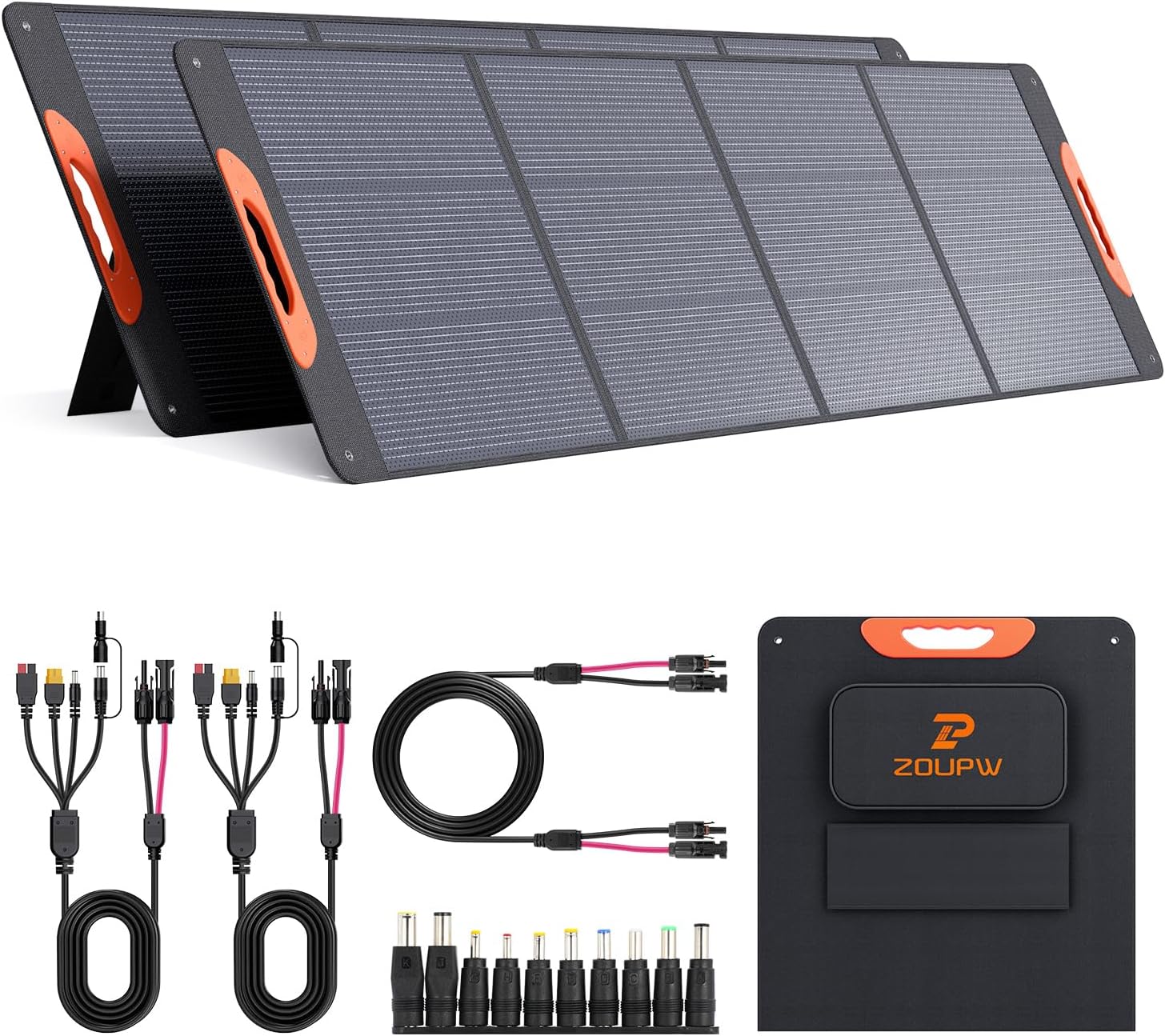 440W Portable Solar Panel with Bypass Diodes, 2 Pack 220W N Type 16BB Foldable Solar Charger for Power Station, 25% High Efficiency IP67 Waterproof, 4 Brackets for Camping