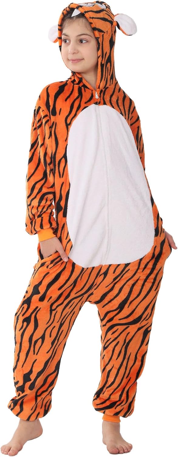WAFUNNE Animal Onesie Costume for Kids Child Boys Girls Womens Mens Cosplay Halloween Costumes Easter Onesies Orange Tiger - Image 4