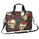 DXTKWL Laptop Bag Retro Rose Floral Skull Pattern Laptop Case Sleeve Messenger Bags with Shoulder Strap Briefcase for Laptop 13 14 14.5 15.6 16 in