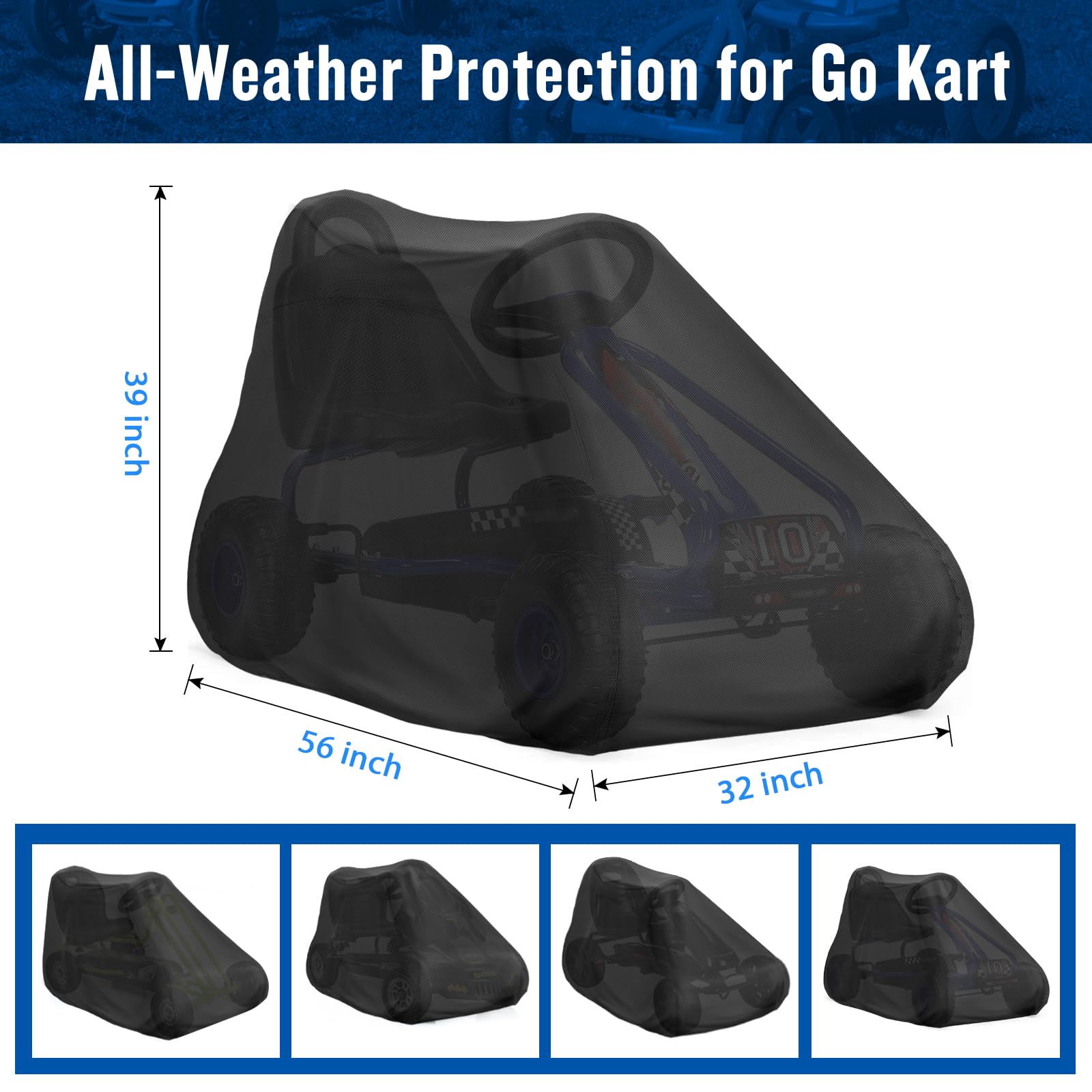 Jungda Go Kart Cover, Waterproof Go Cart Car Cover - 56 x 32 x 39 Inch
