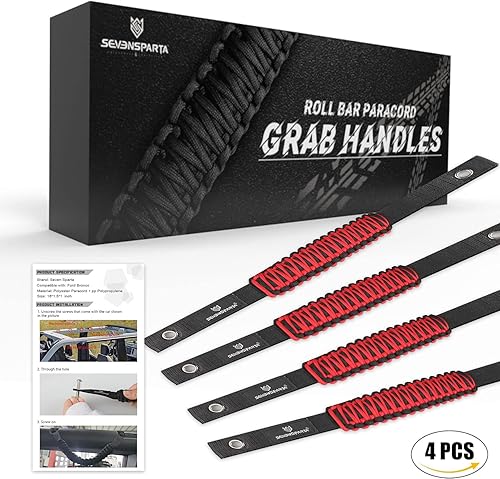 Vista 18 de SEVEN SPARTA Paquete de 4 asas de agarre compatibles con Ford Bronco 2021 2022 2023 2024 2/4 puertas, mango de agarre de paracaídas, repuesto