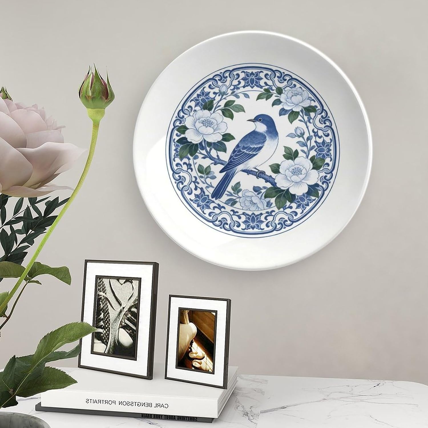 Chinese Style Blue And White Pattern-Q2 Bone China Decorative Plate, 8inch Wall Art Home Decor