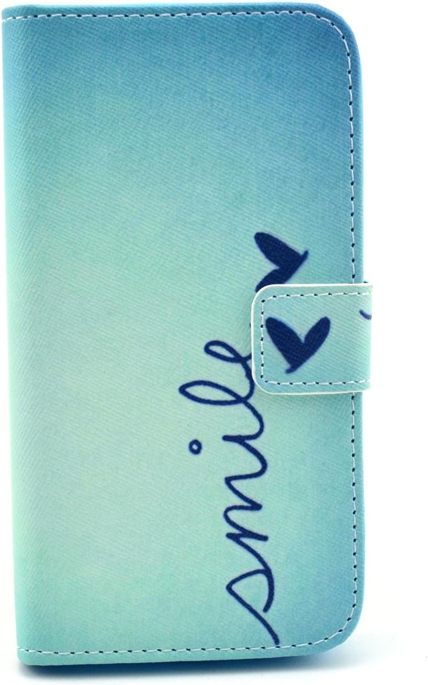 S5 Case, Galaxy S5 Case, Speedtek Smile Pattern Premium PU Leather Wallet Flip Protective Skin Case with Magnetic Closure for Samsung Galaxy S5 (Built-in Credit Card/ID Card Slot)