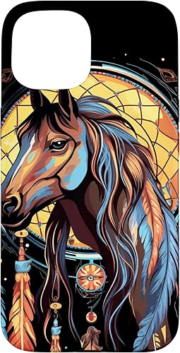 Miniatura 10 de Funda tribal para iPhone 12 Pro Max Horse Dreamcatcher nativo americano plumas