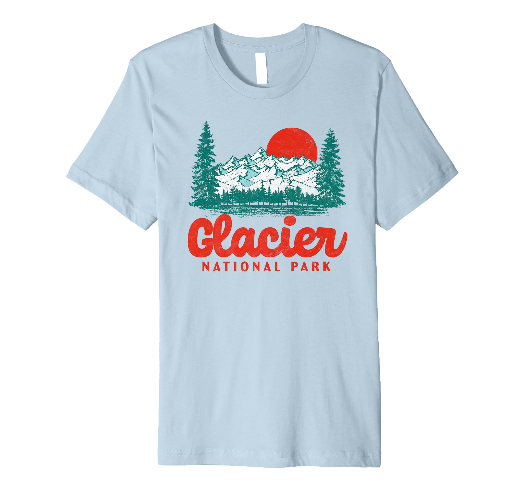 Retro Glacier National Park 80's Mountain Graphic Premium T-Shirt
