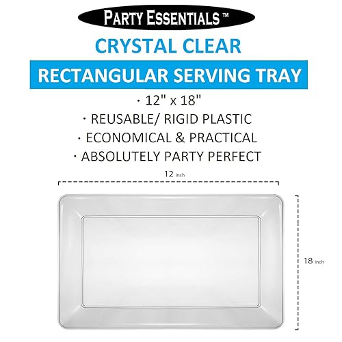 Miniatura 5 de Party Essentials Bandeja rectangular de plástico resistente, 12 pulgadas de largo x 18 pulgadas de ancho, negro (caja de 6) Negro -,Claro