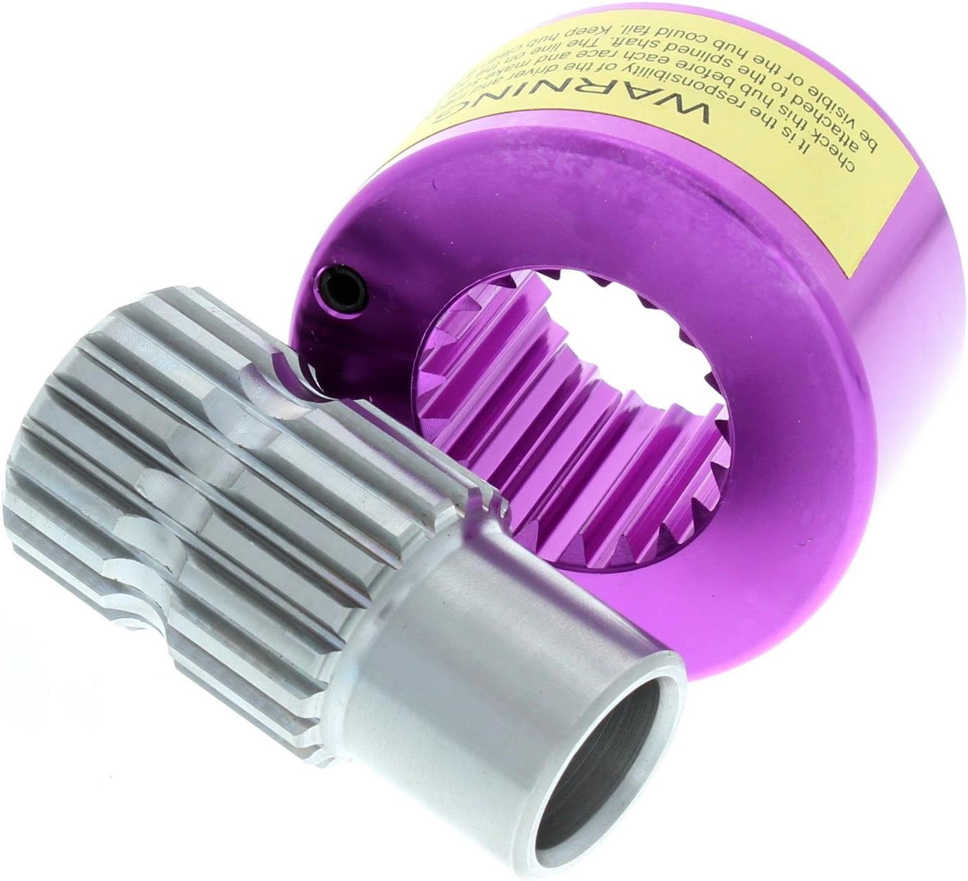 Aluminum Quick Release Steering Wheel Hub, 3/4 Inch Splined, Push Button Release, Billet Aluminum with Steel Sleeve, Purple Anodized Finish, Easy Removal for Race Cars