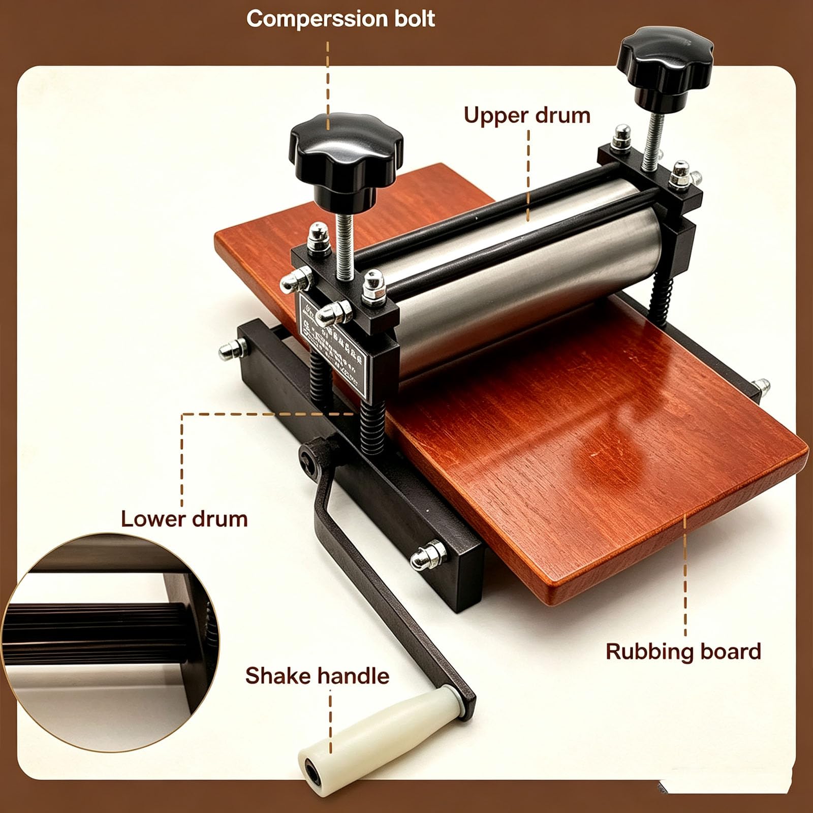 Prensa De Impresión Plana De Sobremesa, Prensa De Grabado Portátil, Control De Presión Preciso, Formato De Impresión De 17x35 Cm, para Realizar Grabados En Papel, Xilografía Y Cobre.