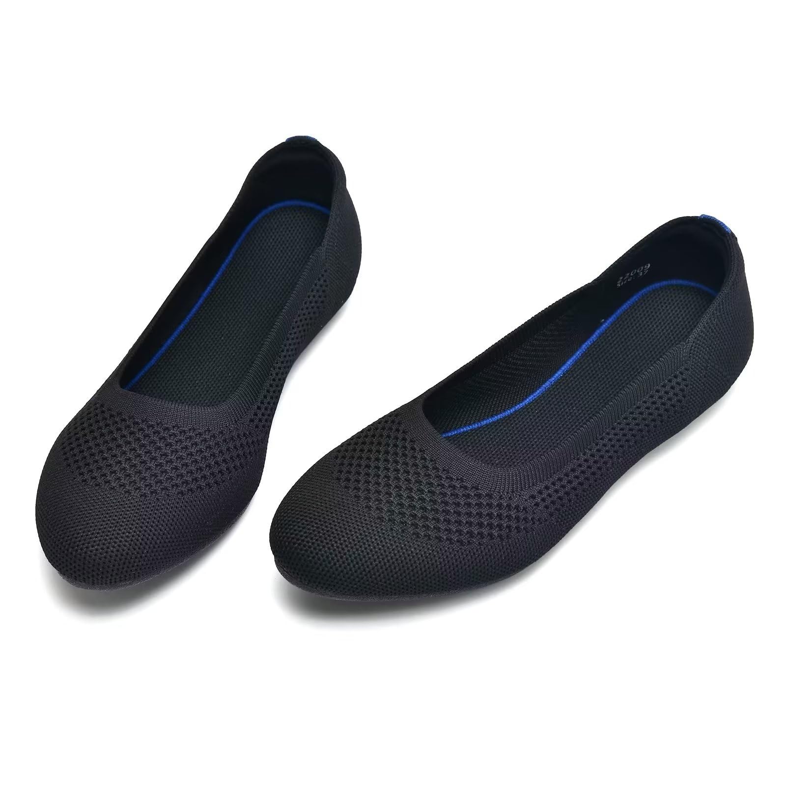 Puxowe Ballerine Femme Rond Tricot Pointe Chaussures Plates Confort Cale Bas Slip on Walking Robe Chaussures pour Femmes Doux