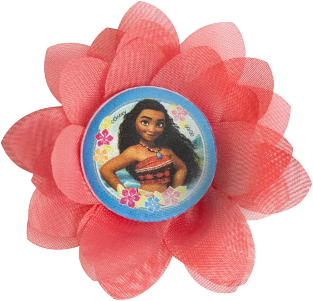 Disney Moana Multicolor Flower Hair Clips - 4.5", 4 Pieces - Stylish & Fun Accessory for Kids, Perfect Party Favors and Giveaways