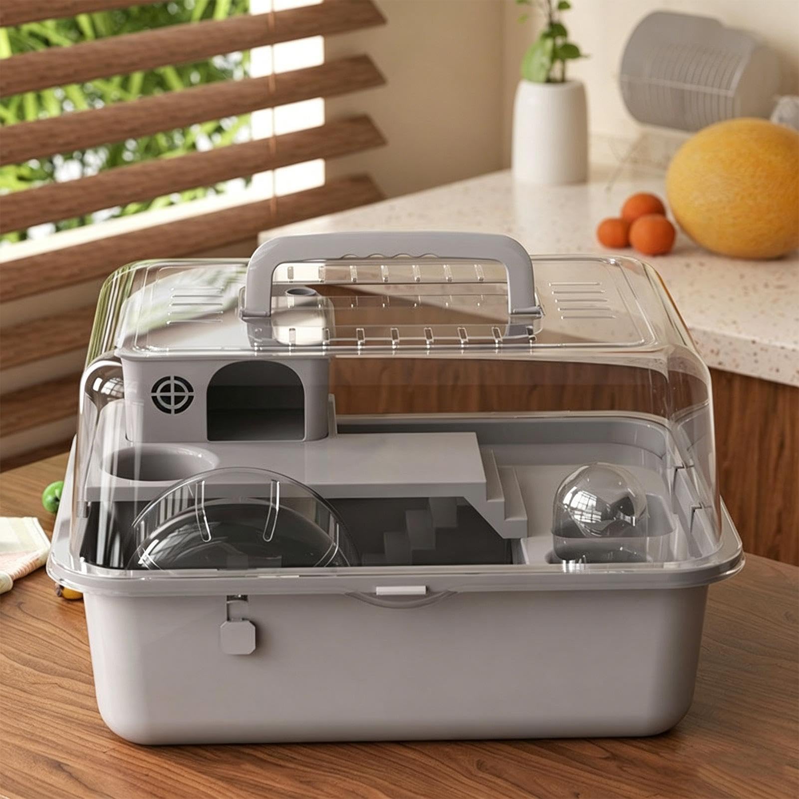 Jaula Hámster, con Rueda de Ejercicio y recinto portátil, casita de 30 cm para hámsters y Animales pequeños, para Mascotas sirias, enanas, jerbos, Interior, Exterior, hogar, Viaje, Dormir