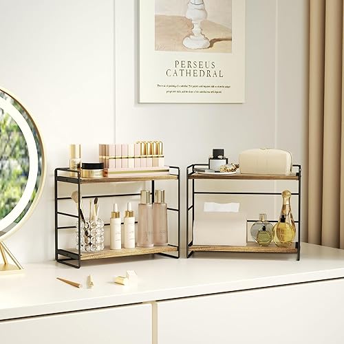 Miniatura 8 de SRIWATANA Juego de 2 organizadores de encimera de baño, estante de encimera de cocina, estante de especias, fregadero, encimera, almacenamiento de