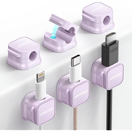 JOYROOM Smooth Adjustable 6 Pack Magnetic Cord Holder Cord Organizer Cable Clip