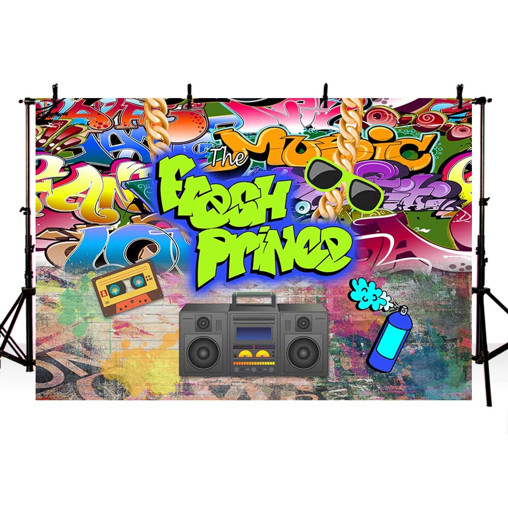 MEHOFOTO The Fresh Prince Baby Shower Party Decorations Banner Photo Studio Background Graffiti Brick Wall Hip Hop Vintage Disco Neon Boy Birthday