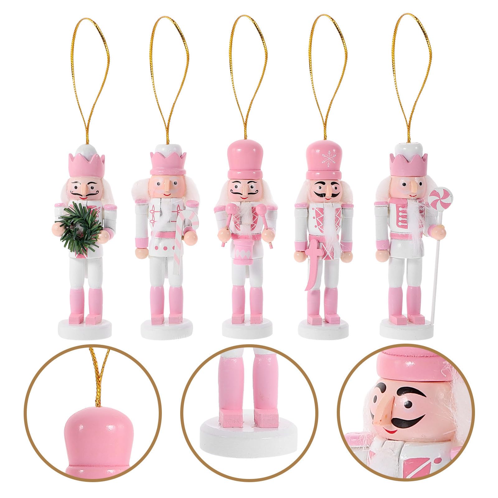 FRCOLOR 15 Piezas Cascanueces Navideño de Madera Colgante, Rosa