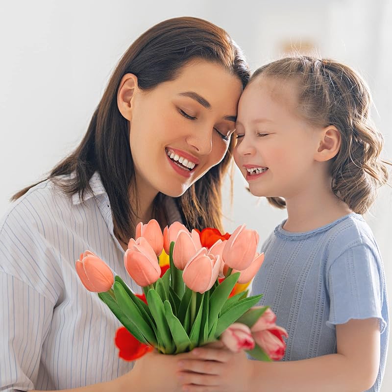 N&T NIETING Élethű Műtulipán Csomag - 12 db Latex Virág Valódi Tapintással, Dekorációs Művirágok Esküvőre, Otthonra, Piros