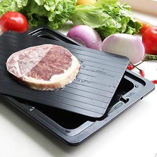 Fast Defrosting Tray For Frozen Food - The Safest Way to defrost Meat and Vegetable without Electricity, Microwave, Hot Water, black，11.6in8.1in GS SDQ-623-Blck